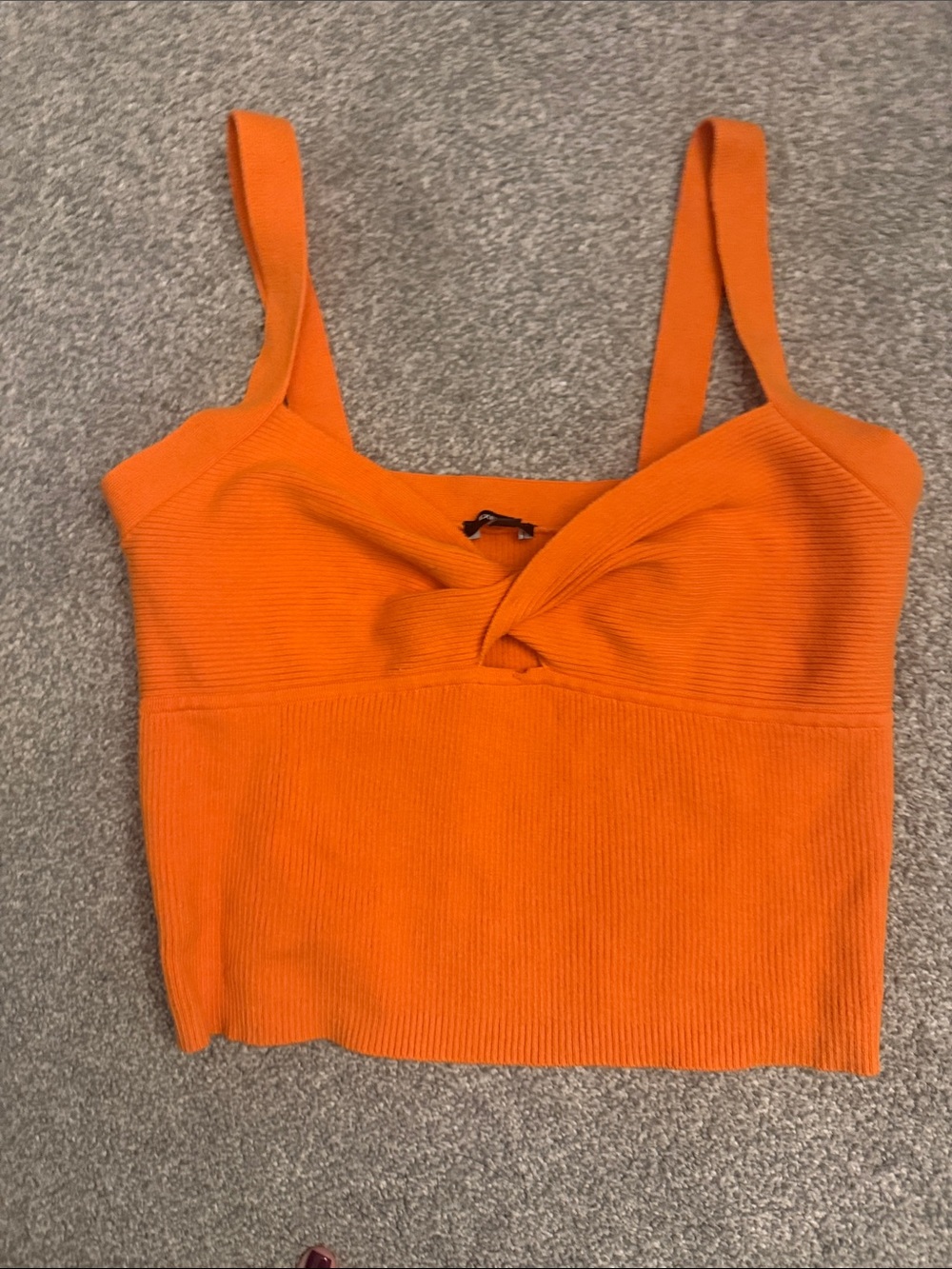 Express Women’s Orange Ribbed Twist-Front Tank Top